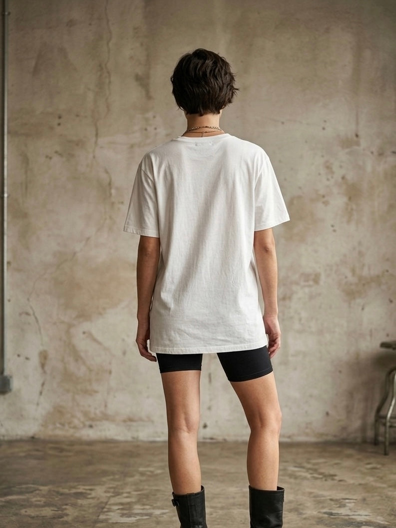 T-shirt over Moschino by Jeremy Scott