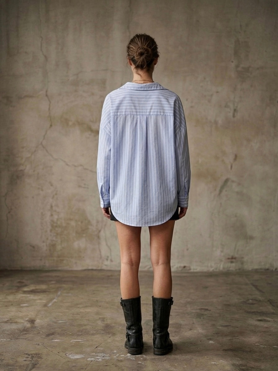 Camicia righe ‘La pazienza è finita’ hand printed