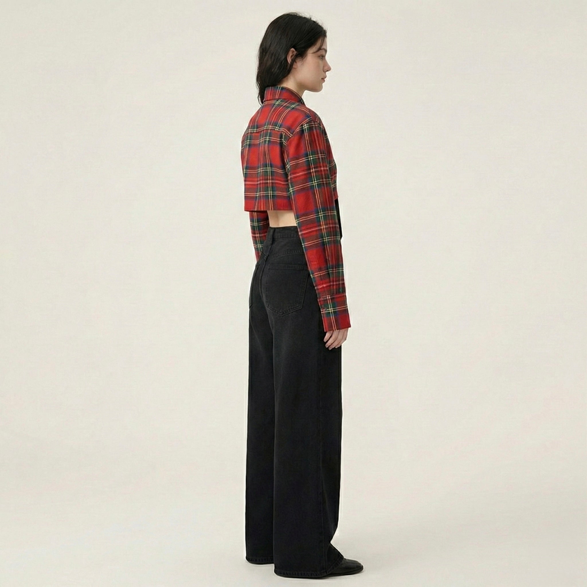 Camicia crop tartan