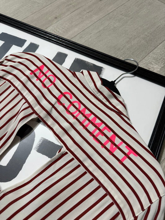 Camicia righe fiocco ‘NO COMMENT’