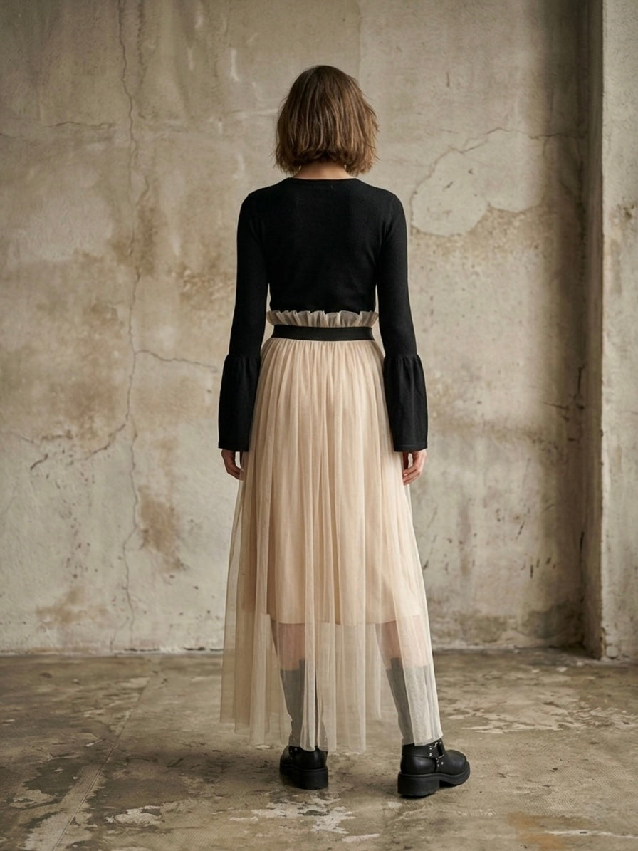 Maxigonna tulle vaniglia