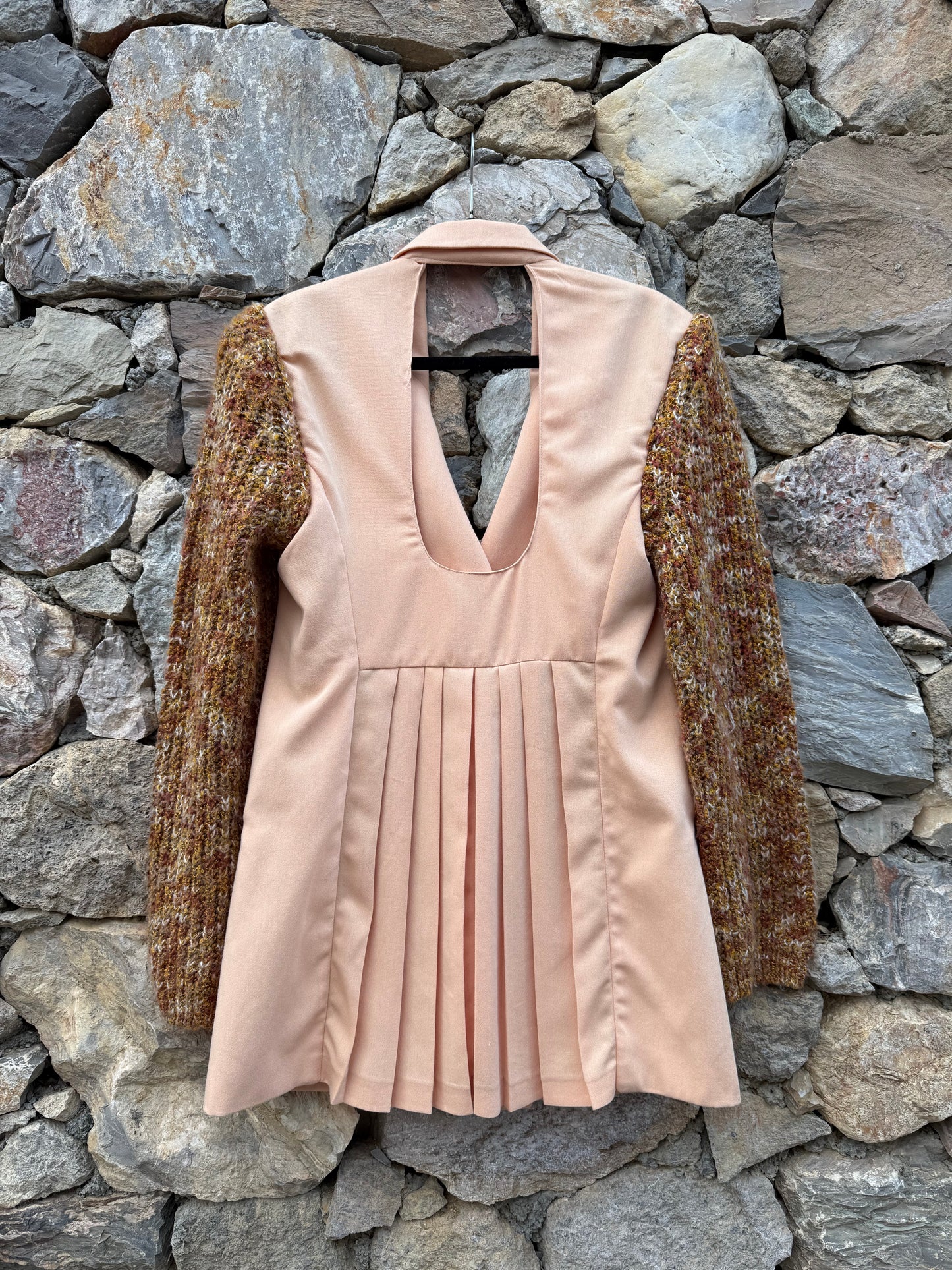 Blazer-robe manteau albicocca & wool handmade