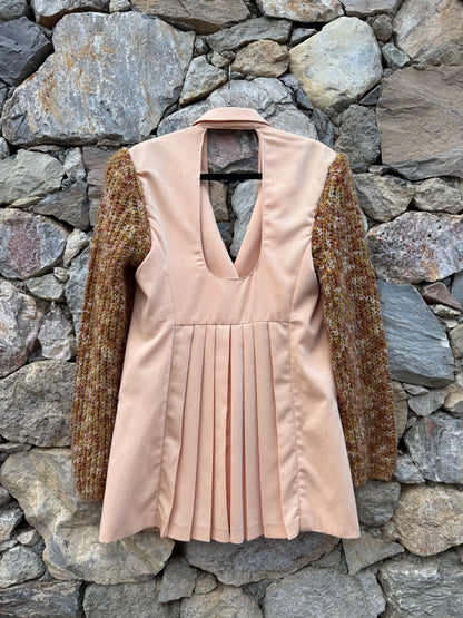 Blazer-robe manteau albicocca & wool handmade