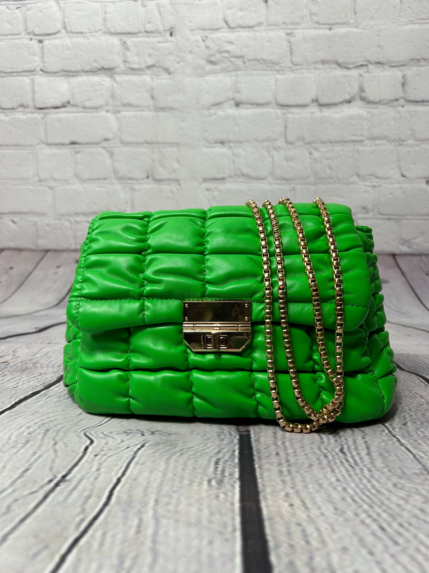 Green pouf bag