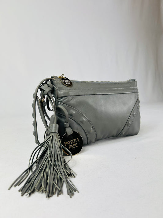 Pochette in pelle grigio frange Patrizia Pepe