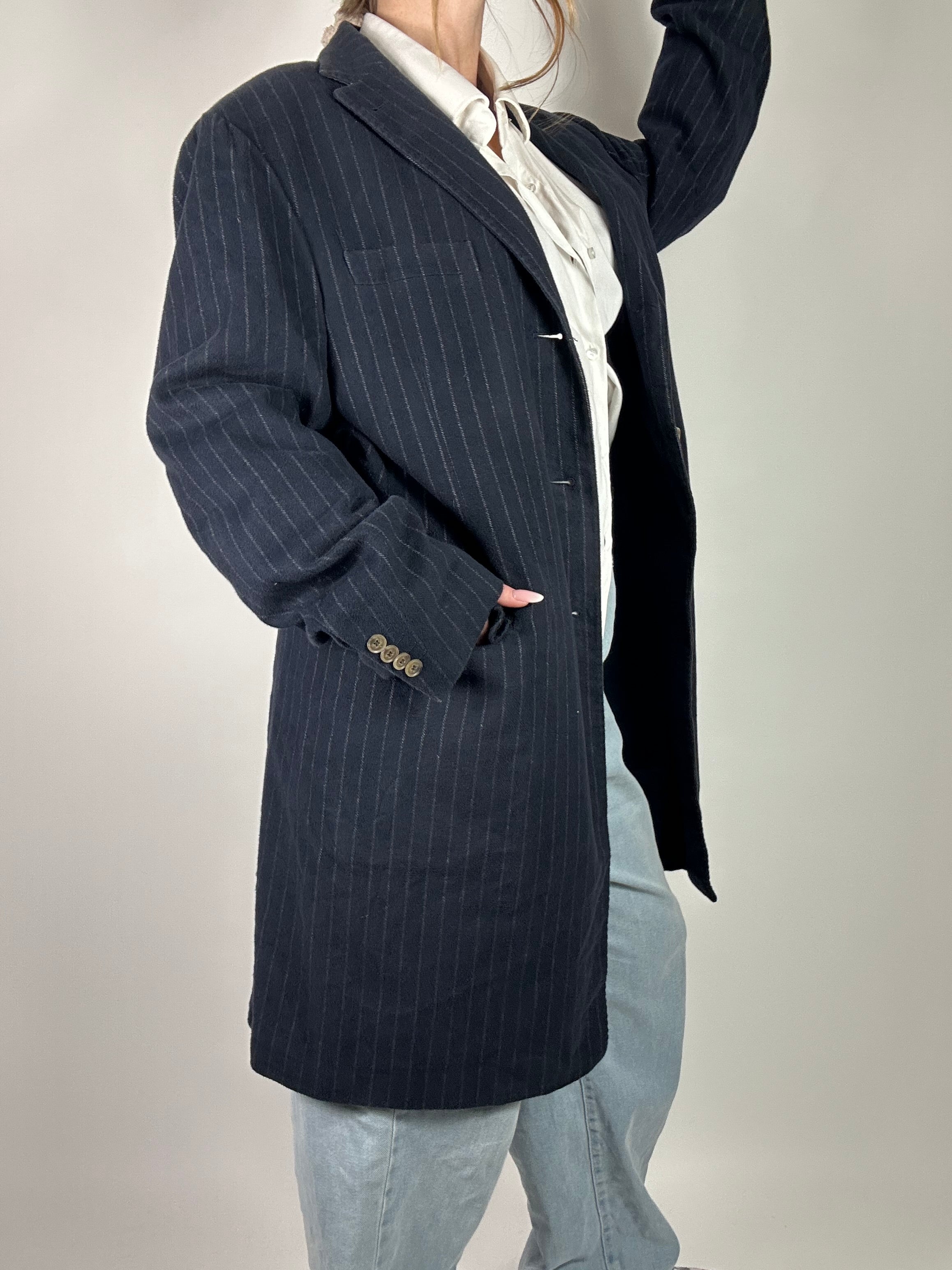 Cappotto monopetto gessato