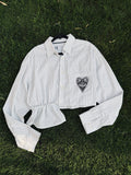 Camicia cropped handmade righe ‘Vi vedo peggiorati’ tg.L