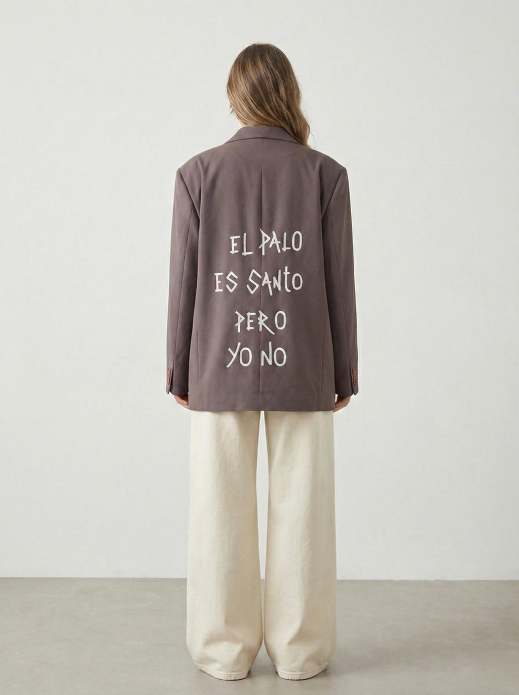 Blazer doppiopetto ‘El palo es santo, pero yo no’ handmade