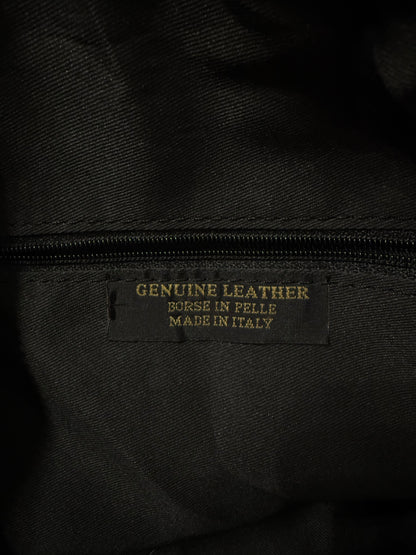 Borsa mezzaluna in pelle frange blu navy