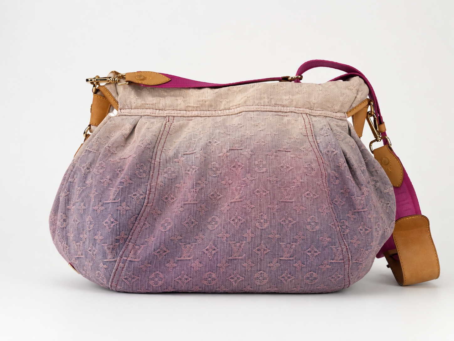 Borsa monogram jacquard denim baggy sunset GM 0048 Rosa
