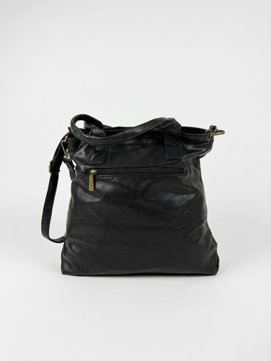 Shopper intrecciata similpelle con tracolla