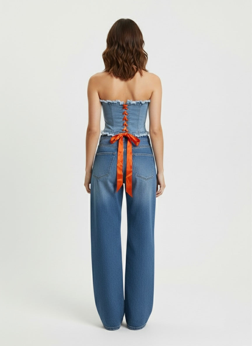 Top corsetto denim