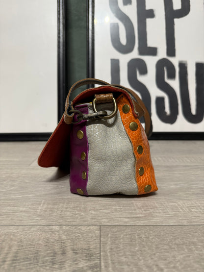Mini postina handmade multicolor in pelle