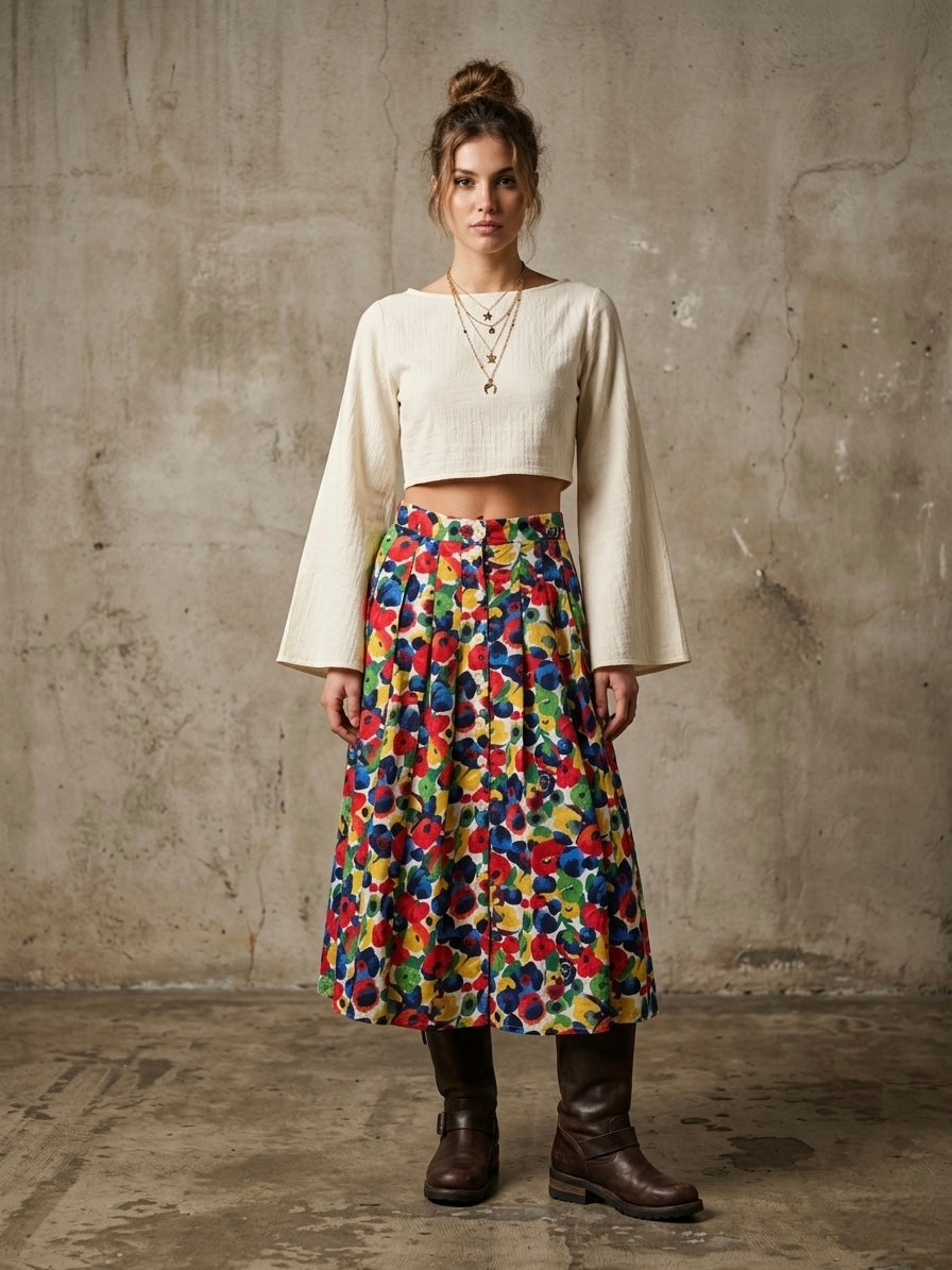 Maxi gonna vintage papaveri