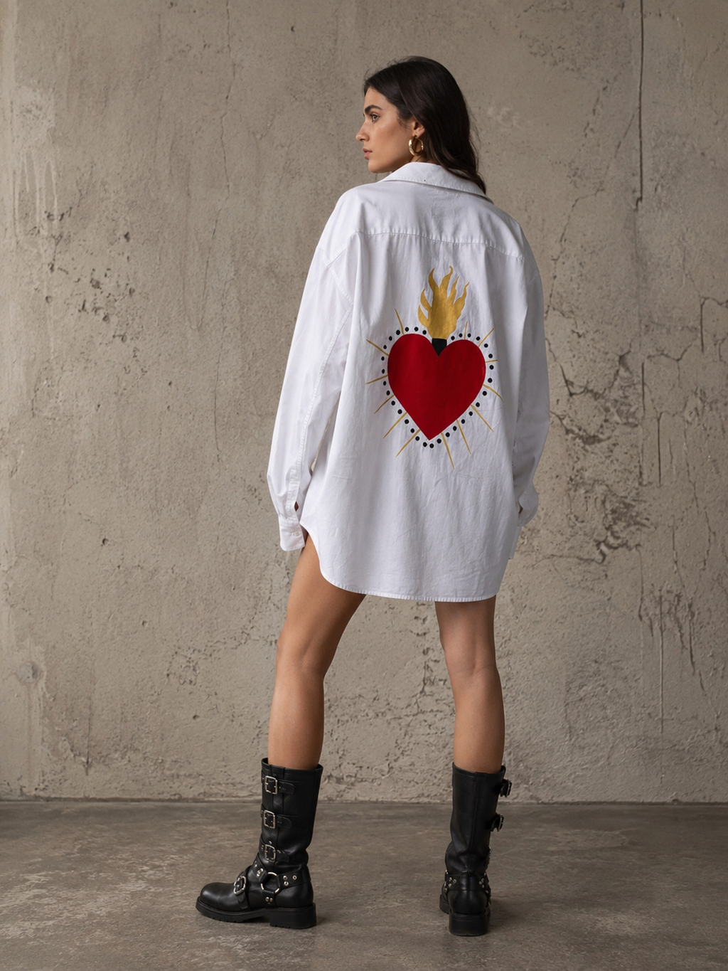 Camicia ‘Sacré-Cœur’ handprinted