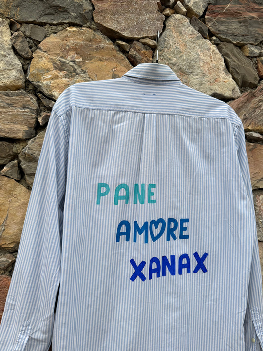 Camicia righe ‘Pane Amore Xanax’