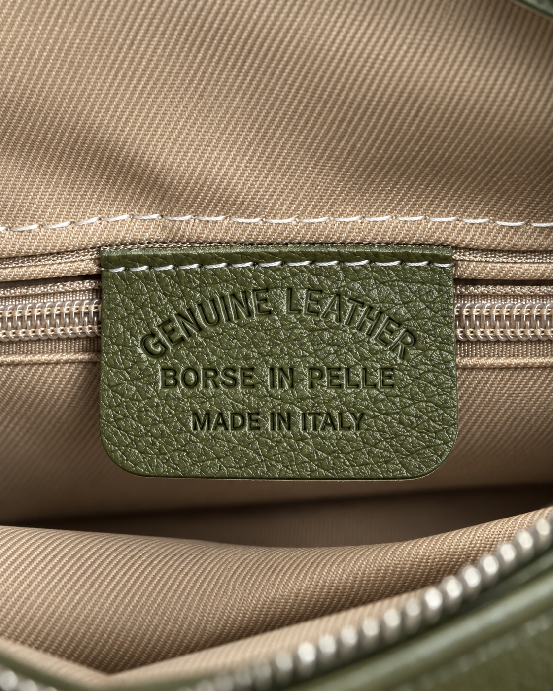 Borsa in Vera Pelle Verde Oliva Made in Italy