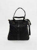 Shopper intrecciata similpelle con tracolla