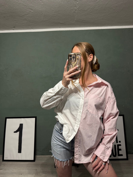 Camicia bicolor upcycling tg. M/L