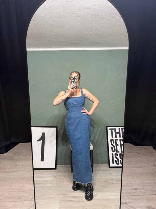 Abito longuette denim elasticizzato tg.M