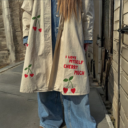 Trench ‘Cherry Much’ handmade
