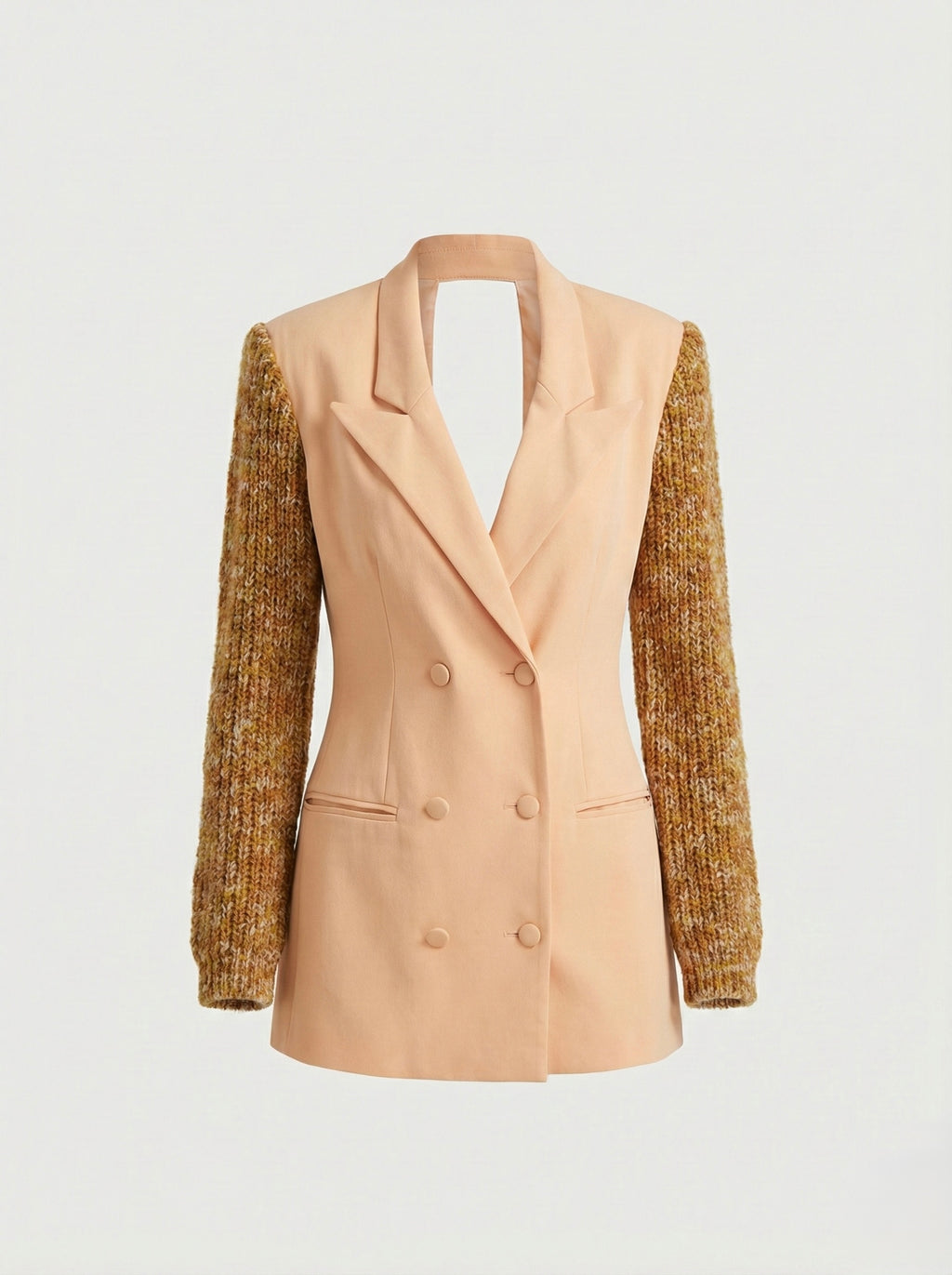 Blazer-robe manteau albicocca & wool handmade