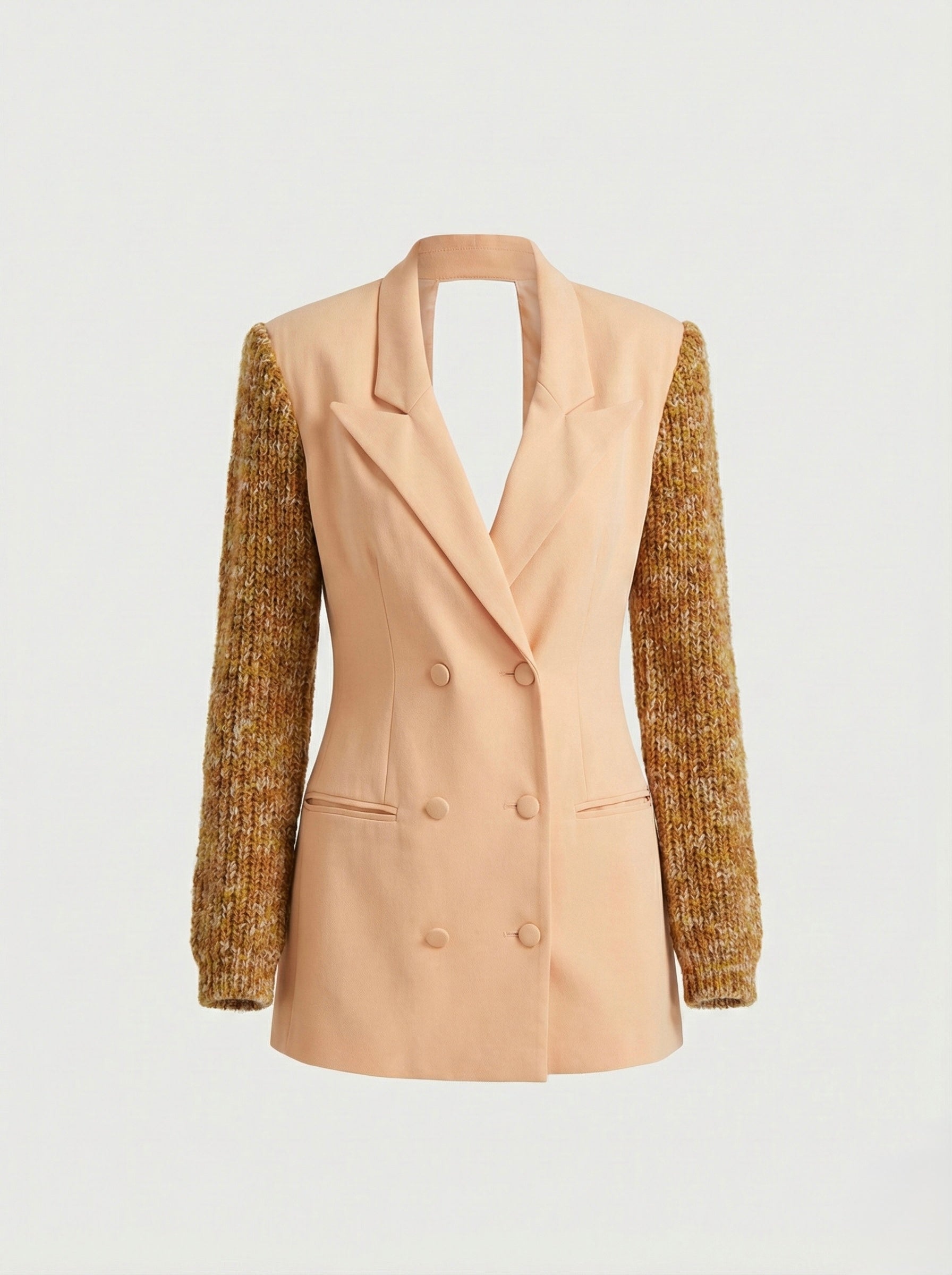 Blazer-robe manteau albicocca & wool handmade