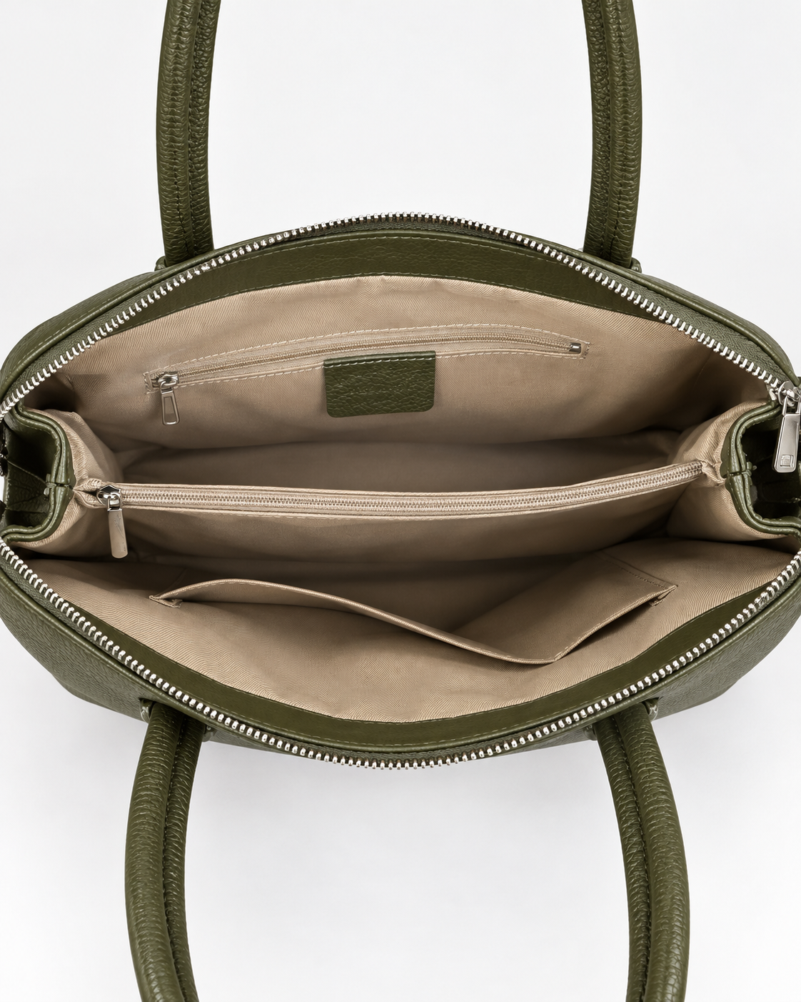 Borsa in Vera Pelle Verde Oliva Made in Italy