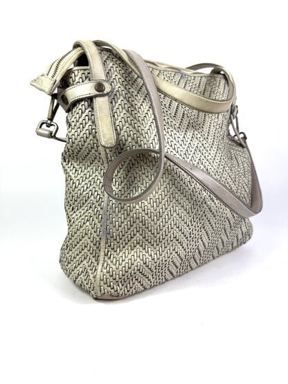 Borsa shopper in pelle intrecciata