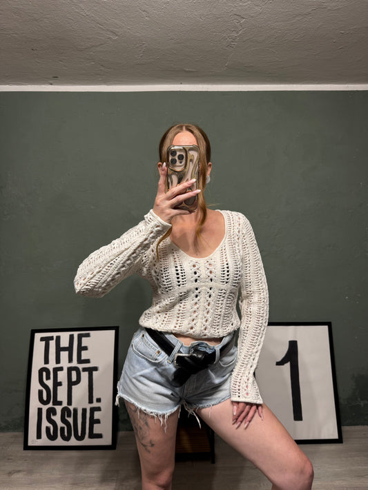 Maglia cropped uncinetto