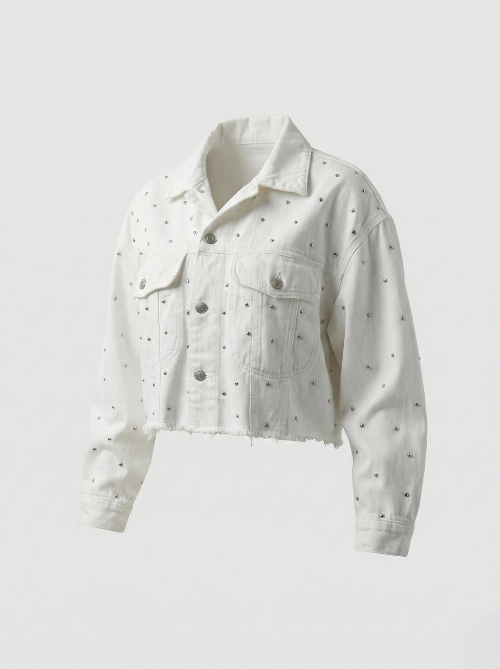 Giacca denim cropped strass