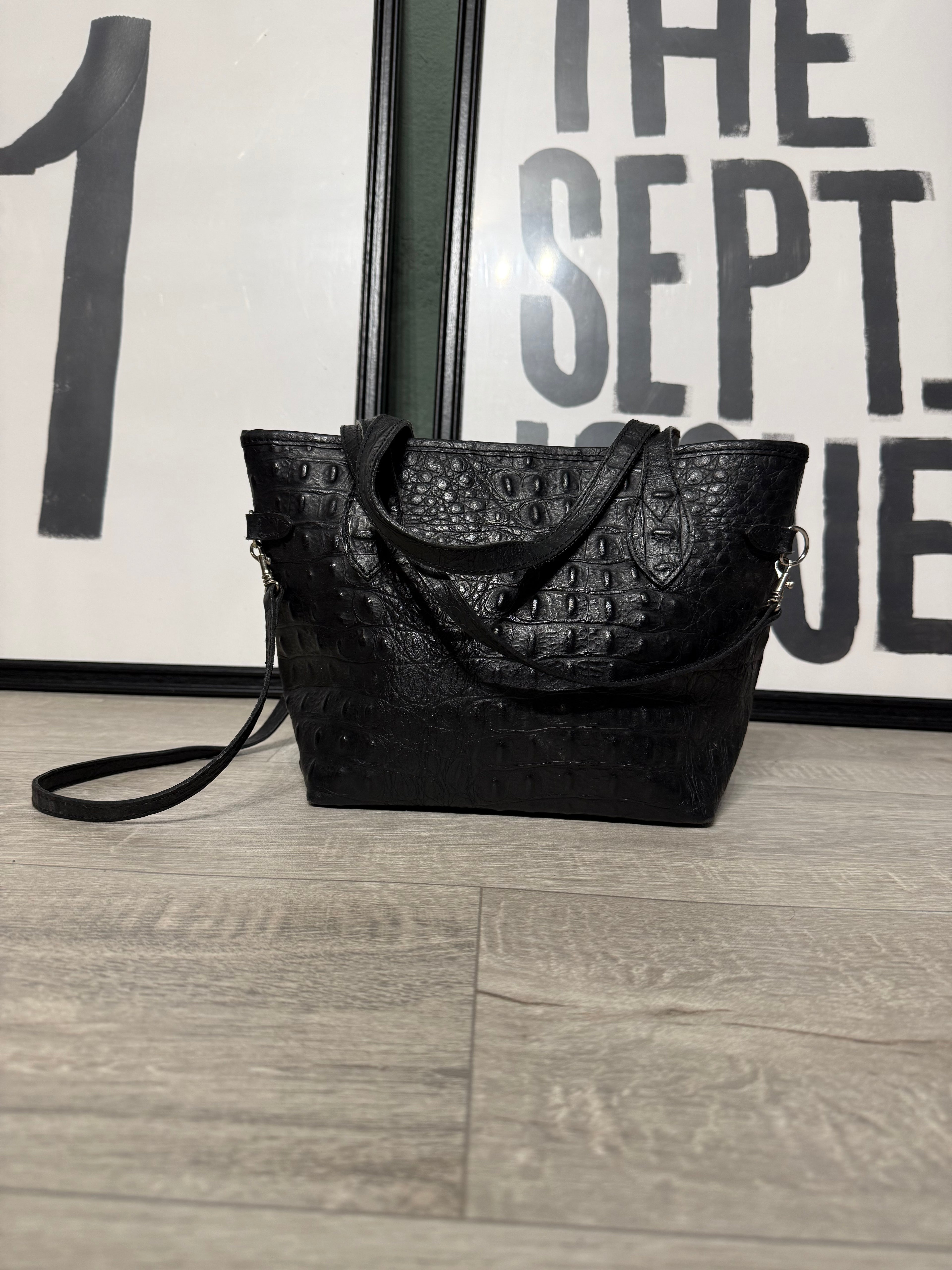 Shopper in pelle stampa cocco