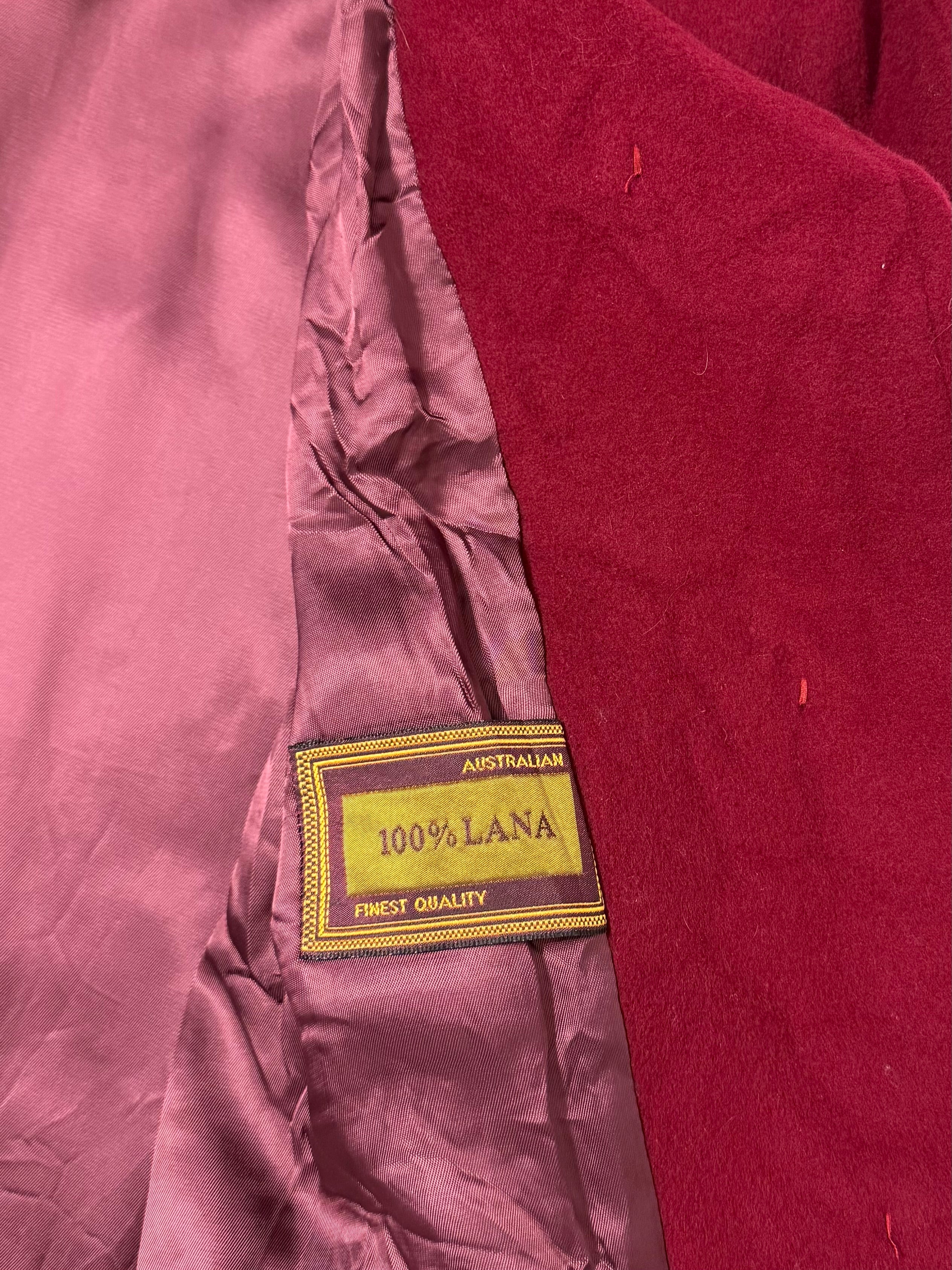 Cappotto monopetto vintage Borgogna  100% lana