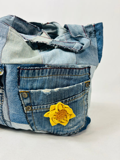 Denim patchwork handmade bag