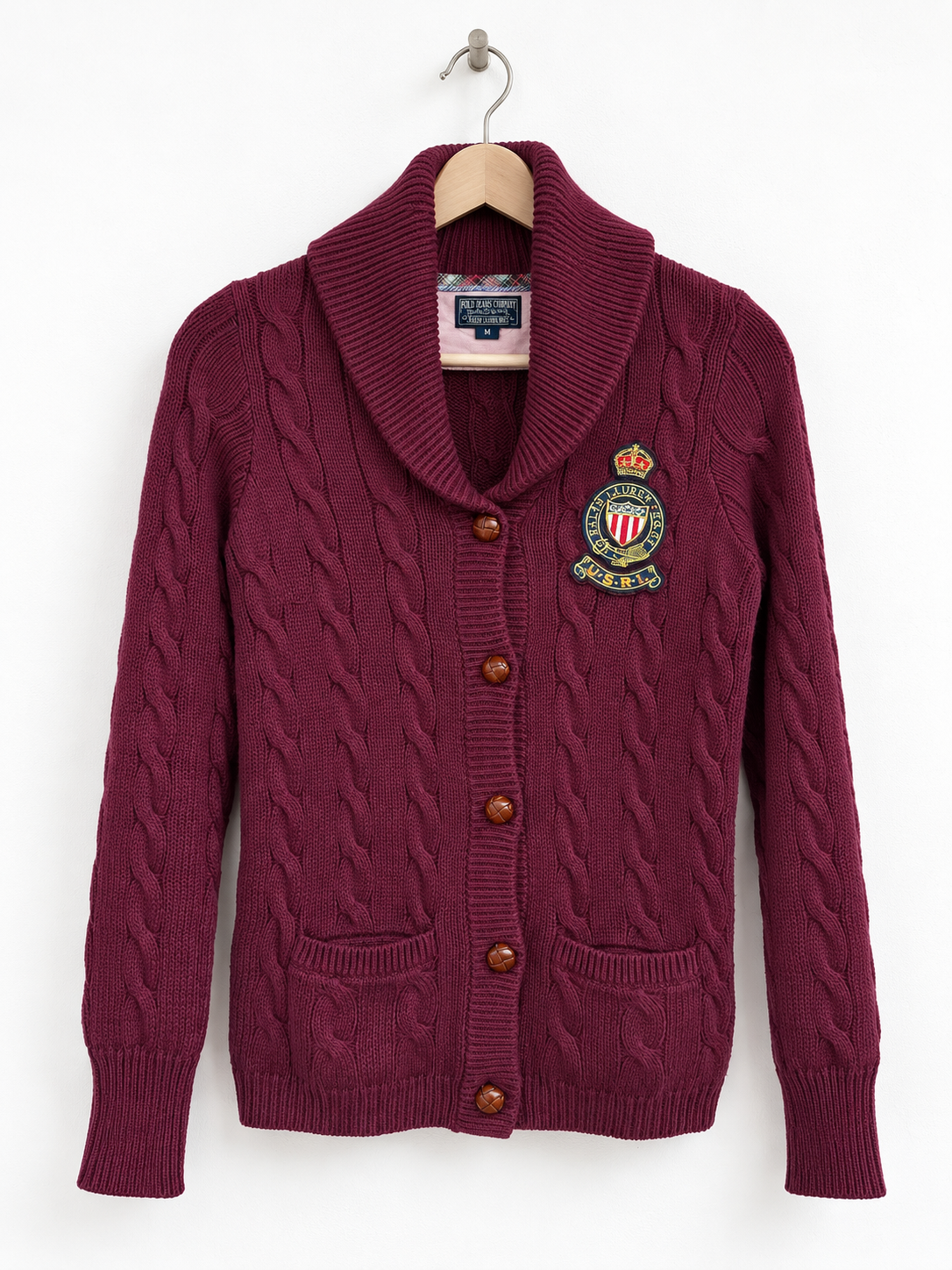 Cardigan trecce vintage Ralph Lauren Lana e cashmere