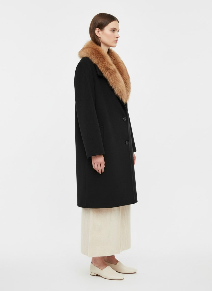 Cappotto vintage collo eco fur 80% lana