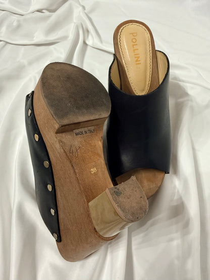 Zoccoli in pelle open toe Pollini