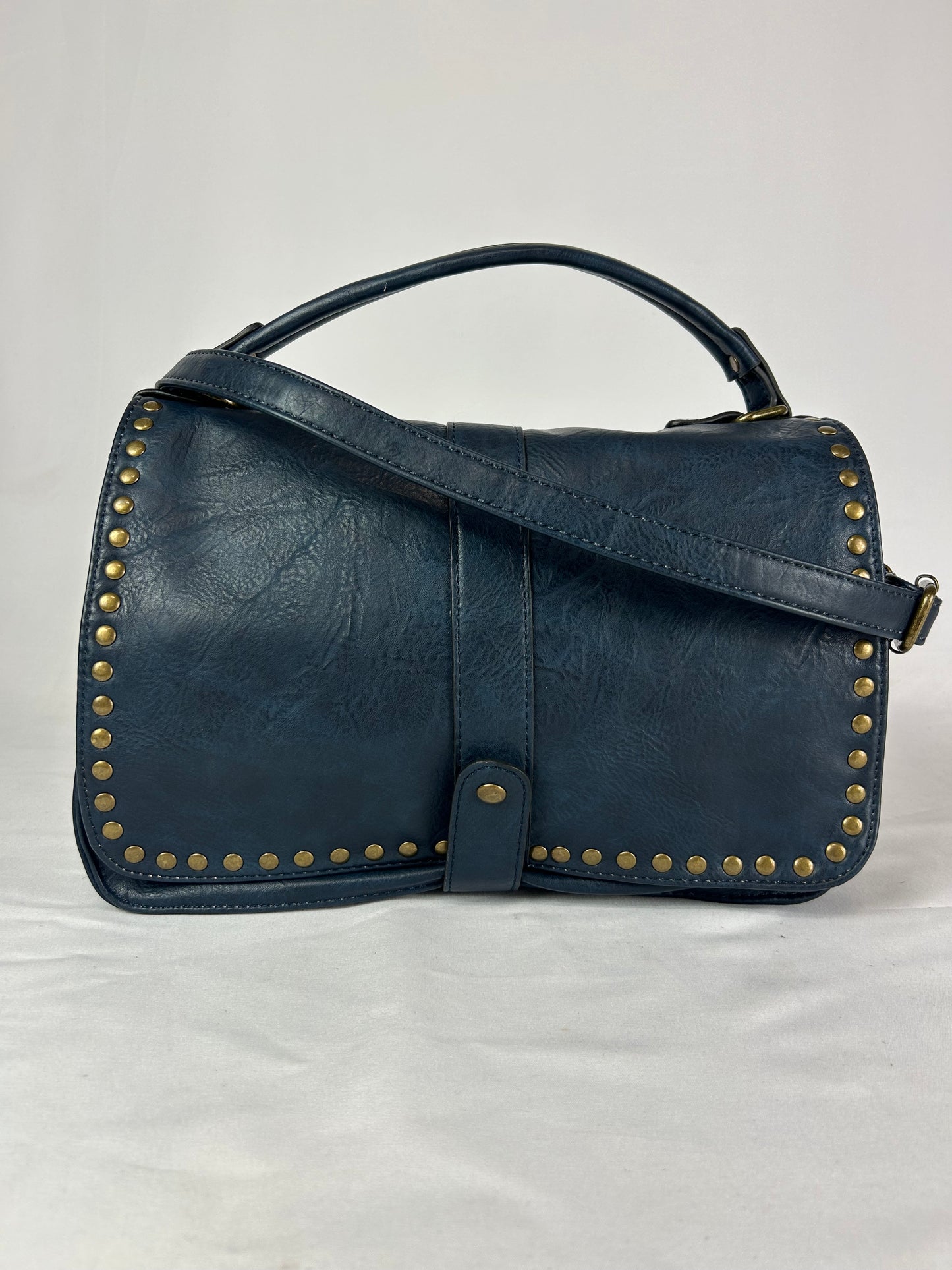 Borsa profilo borchie blu navy