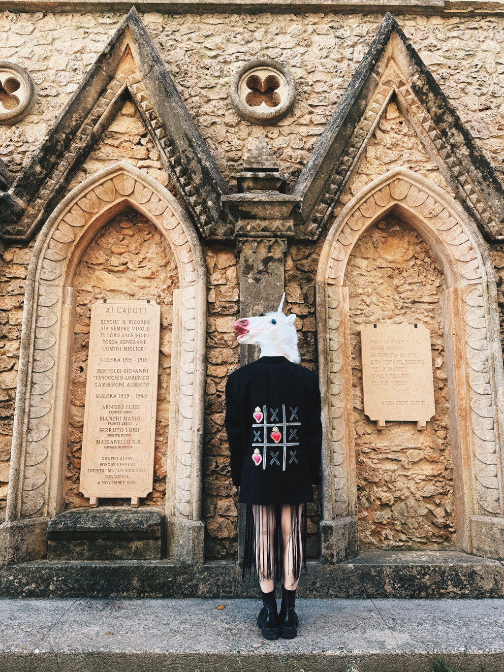 Blazer vintage ‘Make money not love’ Sacré-Cœur handmade - upcycling