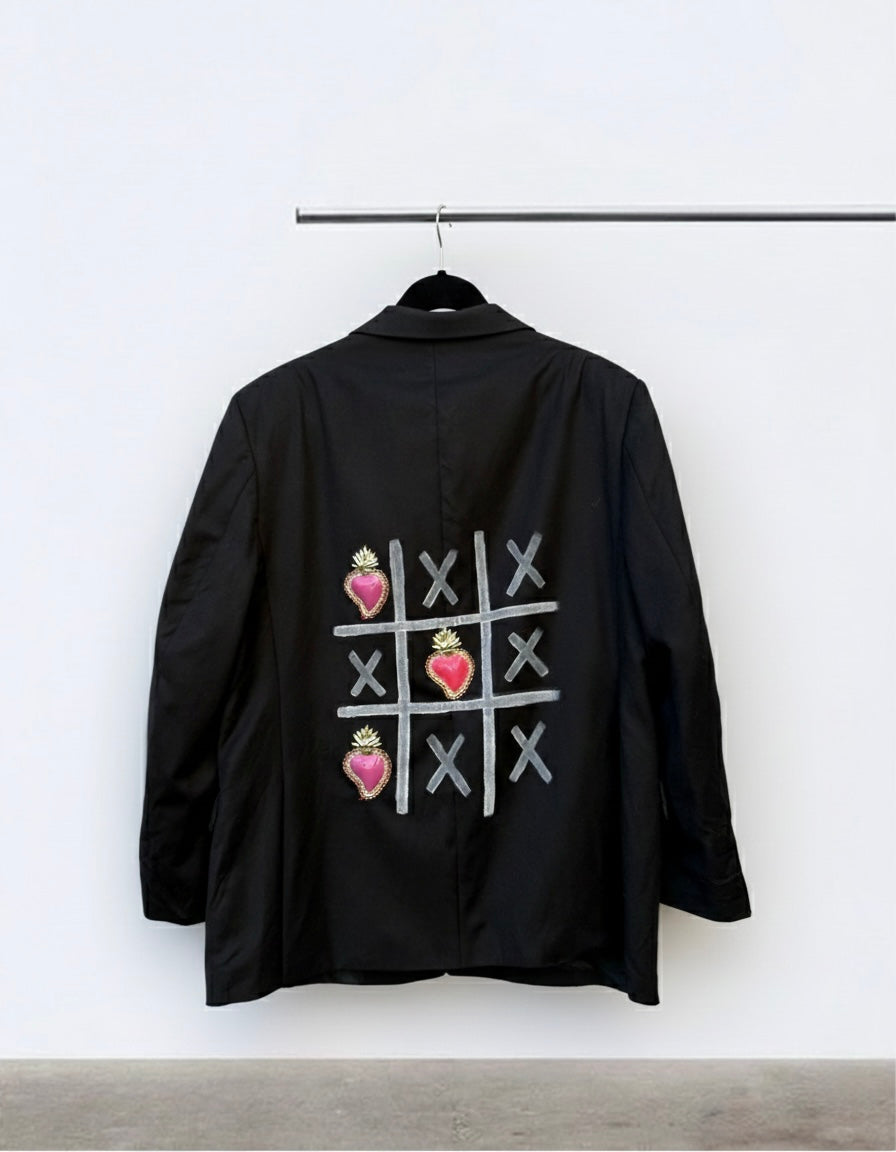 Blazer vintage ‘Make money not love’ Sacré-Cœur handmade - upcycling