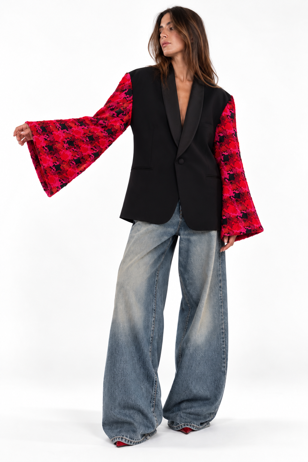 Blazer vintage ‘Tartan sleeves’ reworked