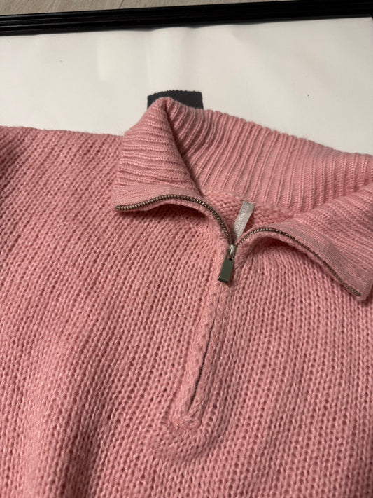 Maglioncino tricot zip rosa bubble