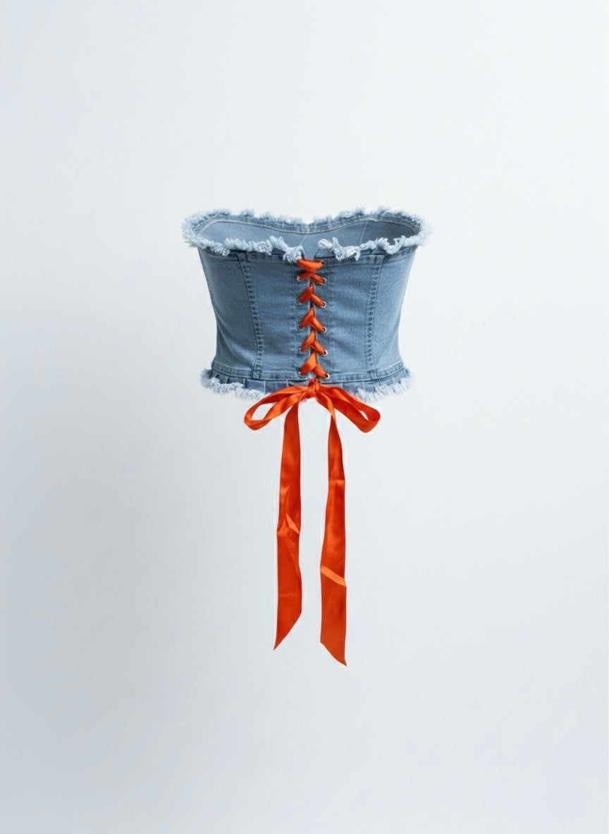 Top corsetto denim