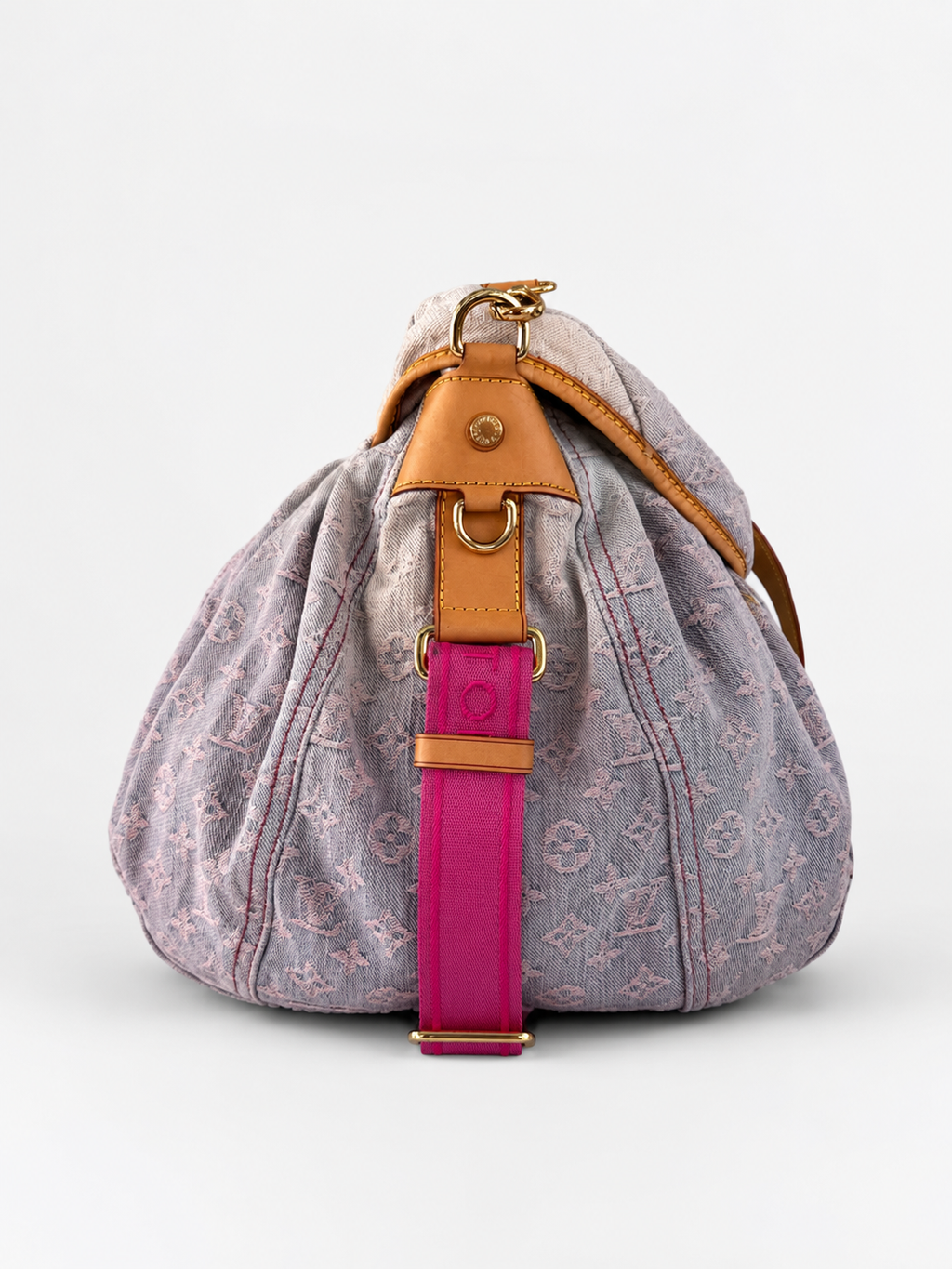 Borsa monogram jacquard denim baggy sunset GM 0048 Rosa