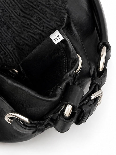 Prada Buckle Pleated Shoulder Hobo Bag Soft Calf Medium