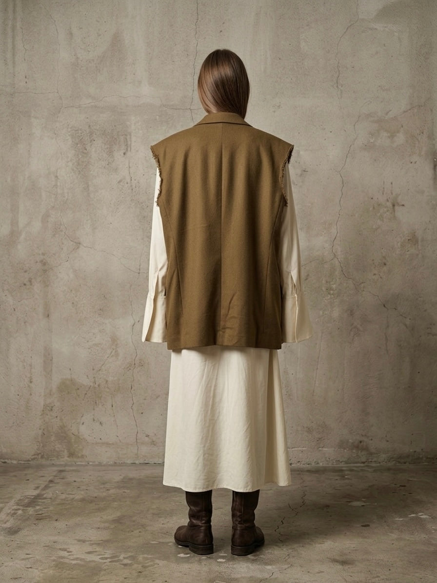 Gilet vintage reworked ‘Make art not war’