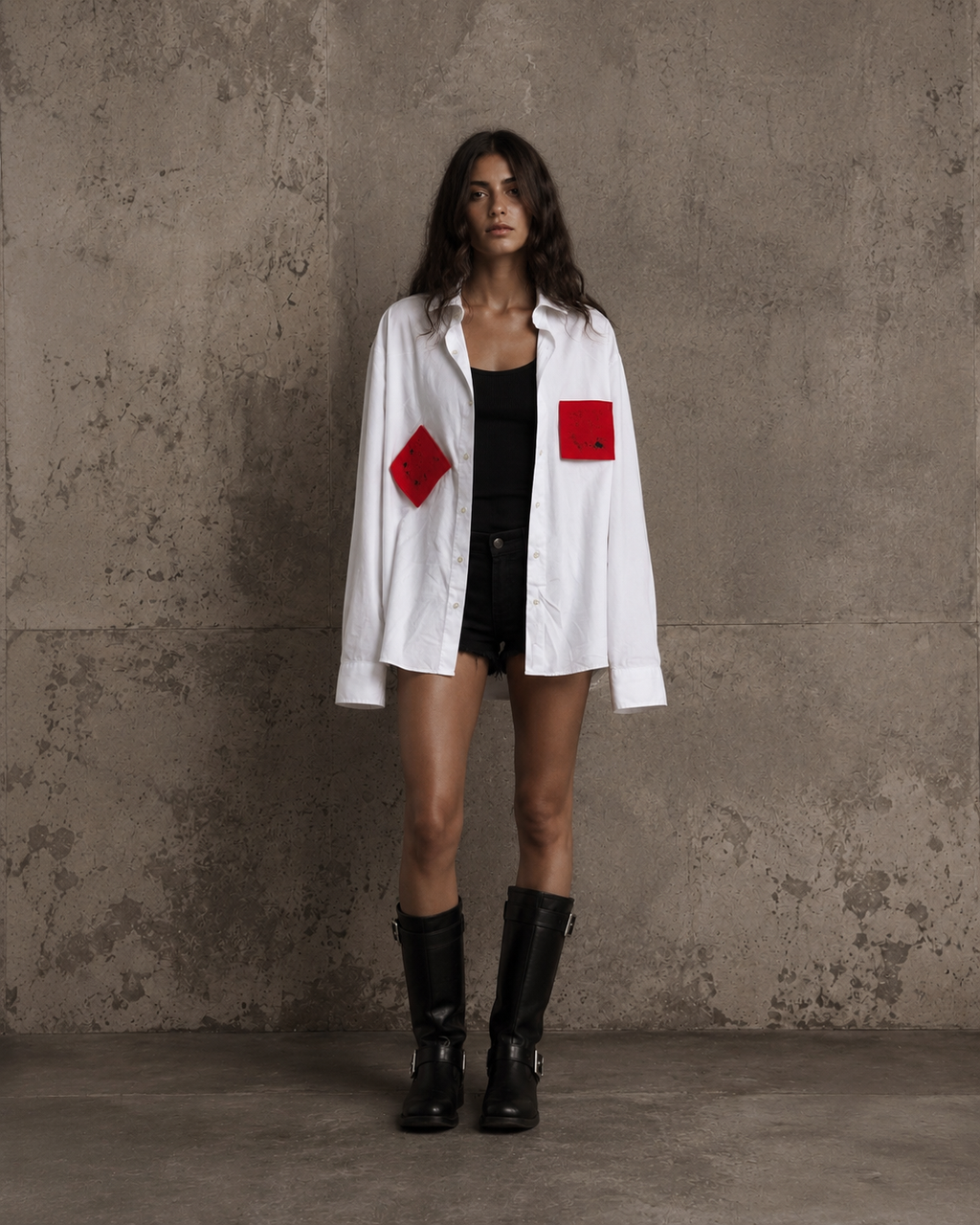 Camicia handprinted ‘per fortuna’ upcycling