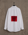 Camicia handprinted ‘per fortuna’ upcycling