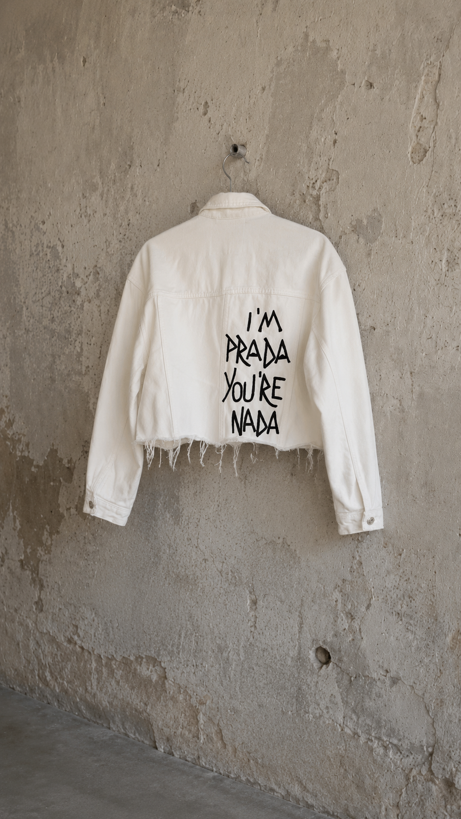 Giacca denim cropped ‘I’m Prada’