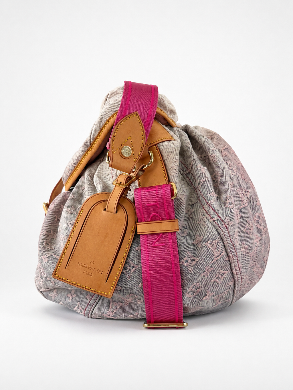 Borsa monogram jacquard denim baggy sunset GM 0048 Rosa